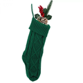 Cable Knit Green Christmas Stocking, Holiday Hanging Decor Sock