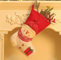 3D Snowman Christmas Stocking, Knitted Xmas Gift Bag with Scarf & Gift Box Pattern, Fireplace Hanging Holiday Ornament
